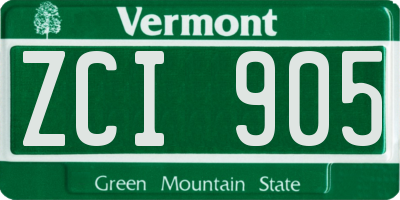 VT license plate ZCI905