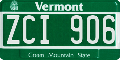 VT license plate ZCI906