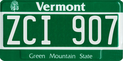 VT license plate ZCI907