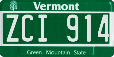 VT license plate ZCI914