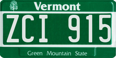 VT license plate ZCI915