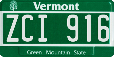 VT license plate ZCI916