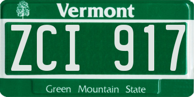 VT license plate ZCI917