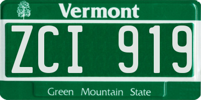 VT license plate ZCI919