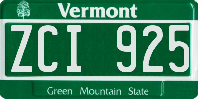 VT license plate ZCI925