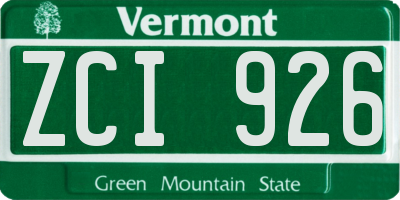 VT license plate ZCI926