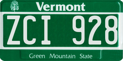 VT license plate ZCI928