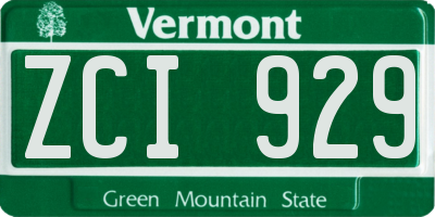 VT license plate ZCI929