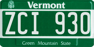 VT license plate ZCI930