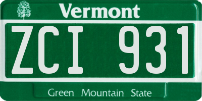 VT license plate ZCI931
