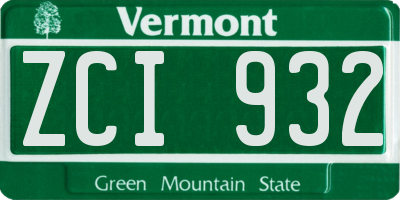 VT license plate ZCI932