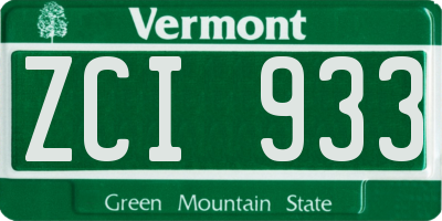 VT license plate ZCI933