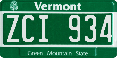 VT license plate ZCI934