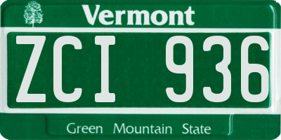 VT license plate ZCI936