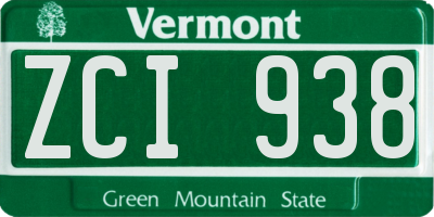 VT license plate ZCI938
