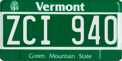 VT license plate ZCI940