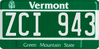VT license plate ZCI943