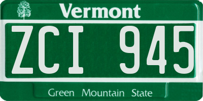 VT license plate ZCI945