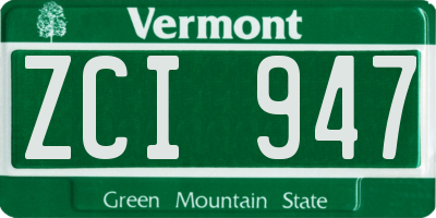 VT license plate ZCI947