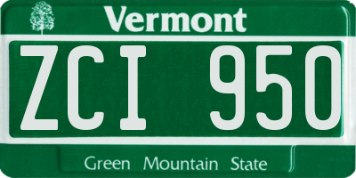 VT license plate ZCI950