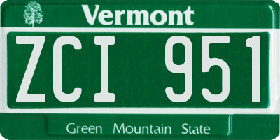 VT license plate ZCI951