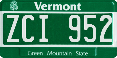 VT license plate ZCI952