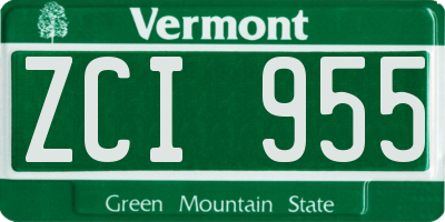 VT license plate ZCI955
