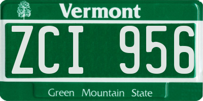 VT license plate ZCI956