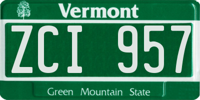 VT license plate ZCI957