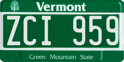 VT license plate ZCI959
