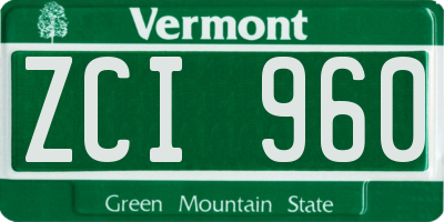 VT license plate ZCI960