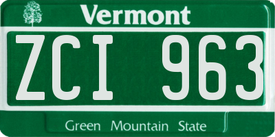 VT license plate ZCI963