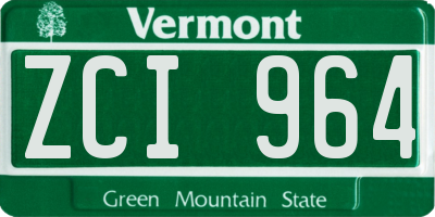 VT license plate ZCI964