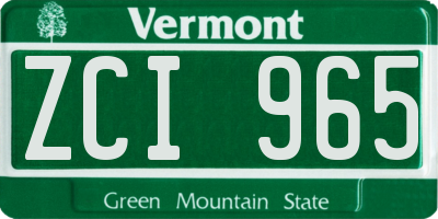 VT license plate ZCI965