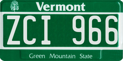 VT license plate ZCI966