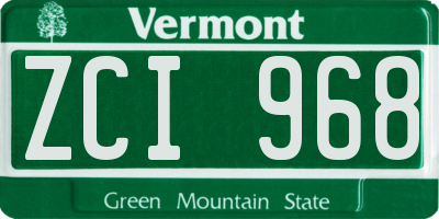 VT license plate ZCI968