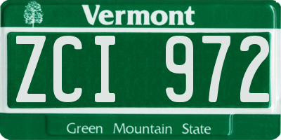 VT license plate ZCI972