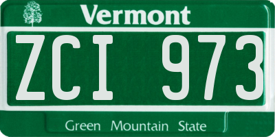 VT license plate ZCI973
