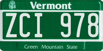 VT license plate ZCI978