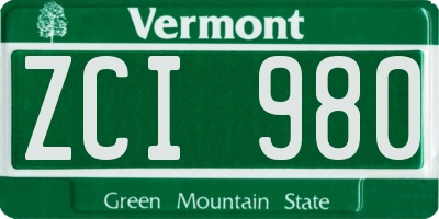 VT license plate ZCI980