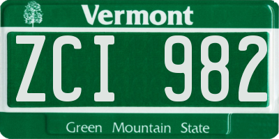 VT license plate ZCI982