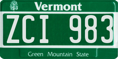 VT license plate ZCI983
