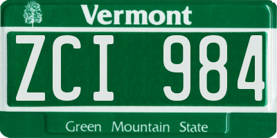 VT license plate ZCI984