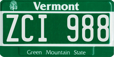 VT license plate ZCI988
