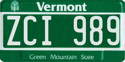VT license plate ZCI989