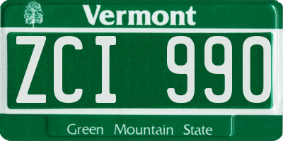 VT license plate ZCI990