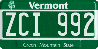 VT license plate ZCI992