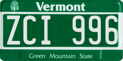 VT license plate ZCI996