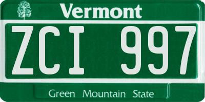 VT license plate ZCI997