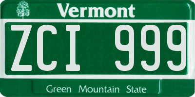 VT license plate ZCI999